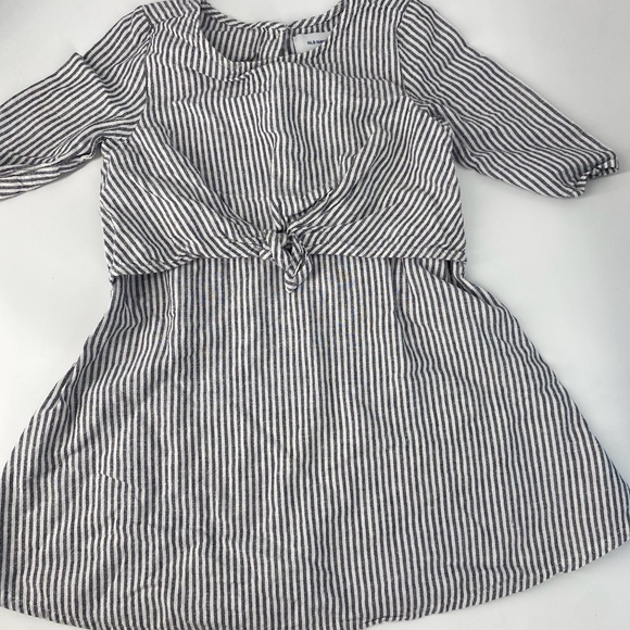 Pre-Owned Old Navy Toddler Linen-Blend Striped Dress – Size 4T - Picture 1 of 5